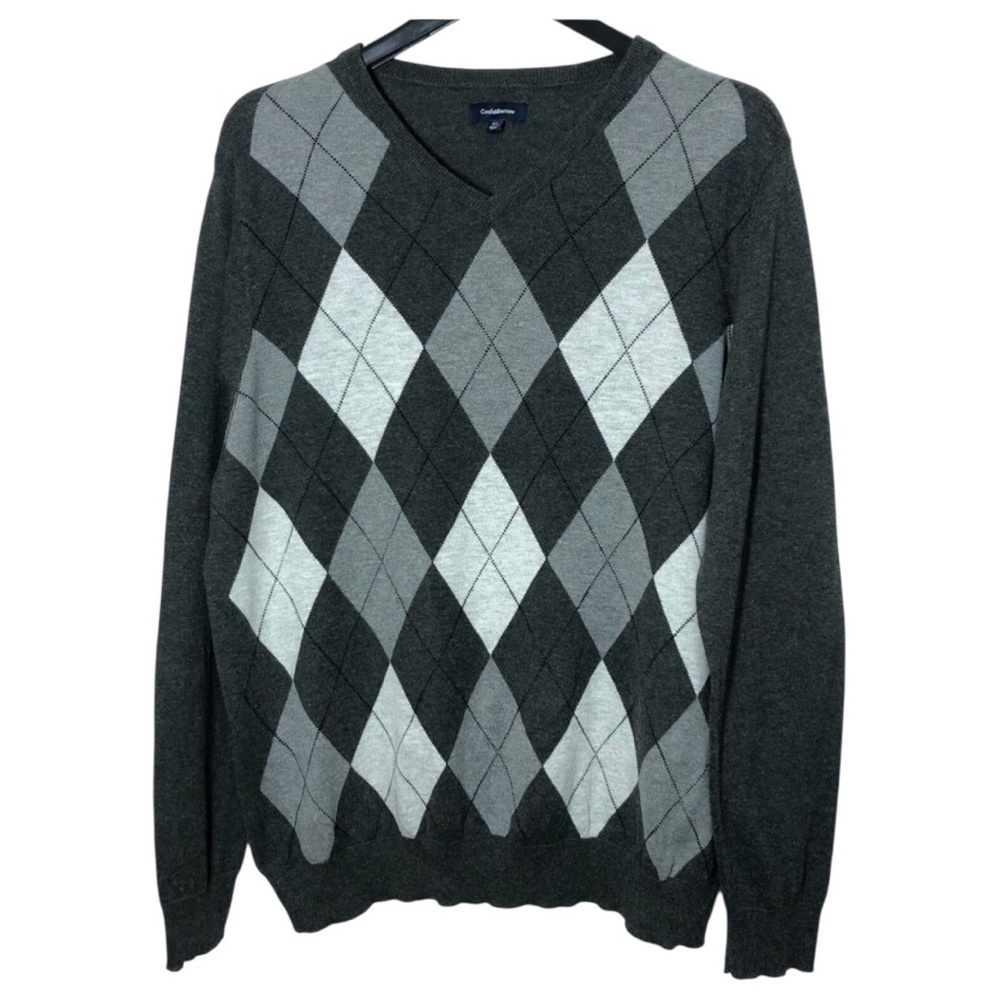 Croft & Barrow Mens Argyle V-neck Pullover Sweater